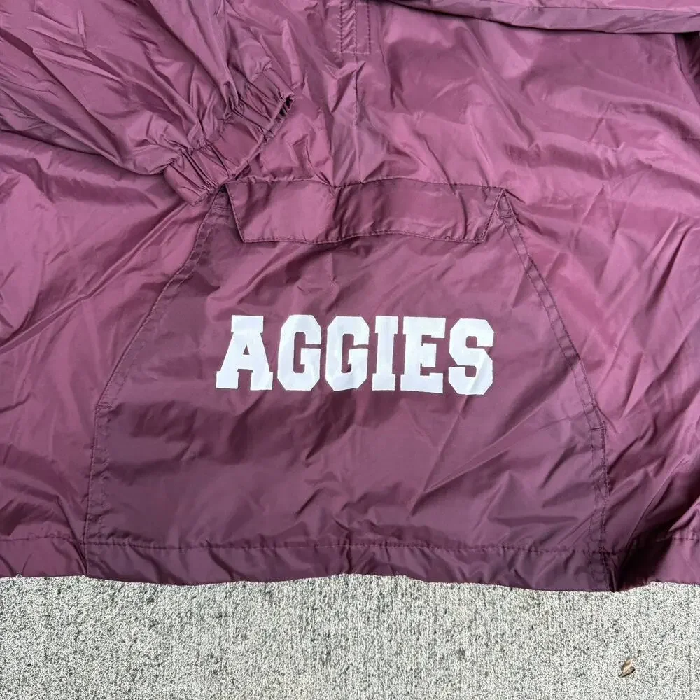 Vintage Windbreaker Youth XL Maroon AGGIES Hooded Nylon Pullover